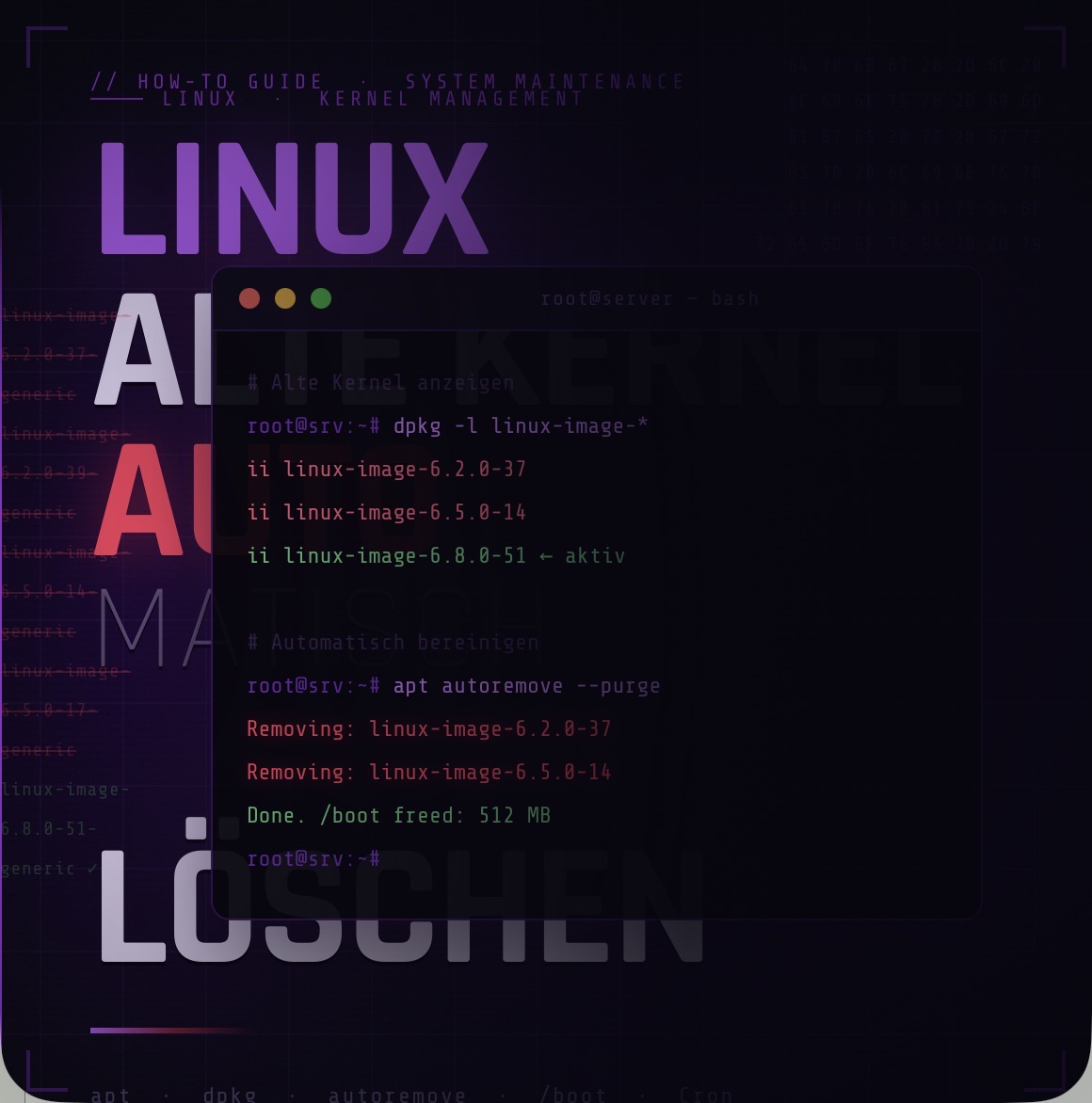 Linux – alte Kernel automatisch löschen